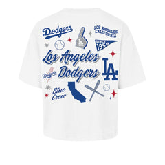Los Angeles Dodgers Women's Collage Script Reed City T-Shirt - White | 47 brand