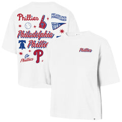 Philadelphia Phillies Women's Collage Script Reed City T-Shirt - White | 47 brand