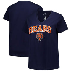 Chicago Bears Women's Plus Size Arch Over Logo V-Neck T-Shirt - Navy cheap