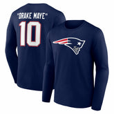 Drake Maye New England Patriots Nickname Long Sleeve T-Shirt - Navy discount