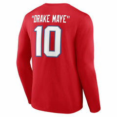 Drake Maye New England Patriots Nickname Long Sleeve T-Shirt - Red on sale