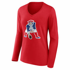 Drake Maye New England Patriots Women's Nickname V-Neck Long Sleeve T-Shirt - Red cheap