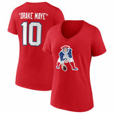 Drake Maye New England Patriots Women's Nickname V-Neck T-Shirt - Red for sale