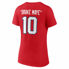Drake Maye New England Patriots Women's Nickname V-Neck T-Shirt - Red for sale