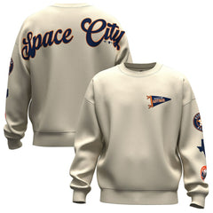 Houston Astros Unisex Spirit Jersey Fleece Crewneck Pennant Sweatshirt - Tan