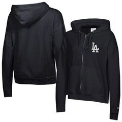 Los Angeles Dodgers Champion Women's Powerblend Fleece Full-Zip Hoodie - Black