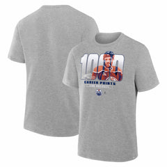 Leon Draisaitl Edmonton Oilers 1000 Career Points Legacy T-Shirt Gray