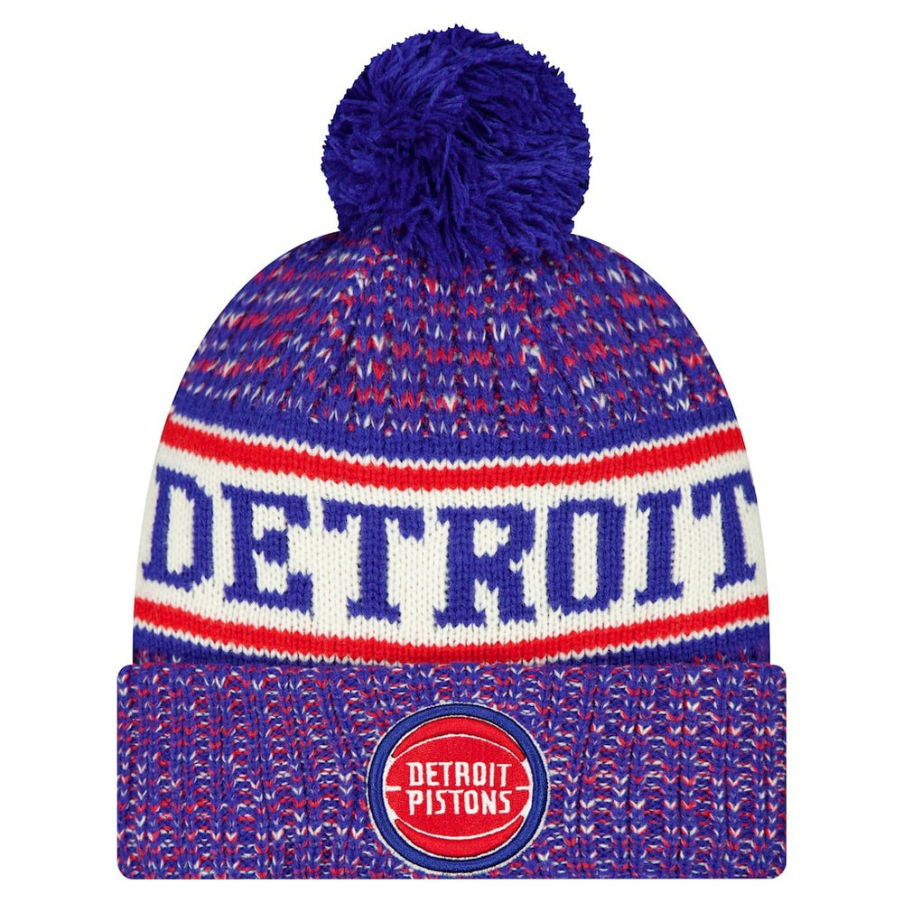 Detroit Pistons Team Cuffed Knit Hat with Pom sale - Blue | New Era discount