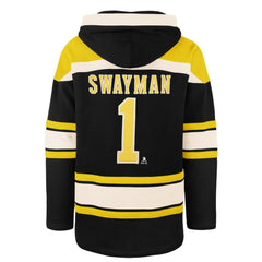 Jeremy Swayman Boston Bruins '47 Player Name & Number Lacer Hoodie Black