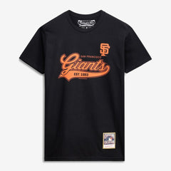 San Francisco Giants Script Sweep Arch T-Shirt - Black | Mitchell & Ness