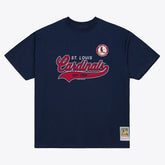 St. Louis Cardinals Script Sweep Arch T-Shirt - Navy | Mitchell & Ness