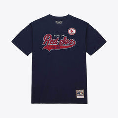 Boston Red Sox Script Sweep Arch T-Shirt - Navy | Mitchell & Ness