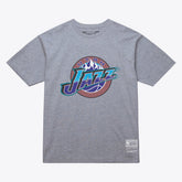 Utah Jazz Unisex Hardwood Classics Arch T-Shirt - Heather Gray | Mitchell & Ness sale