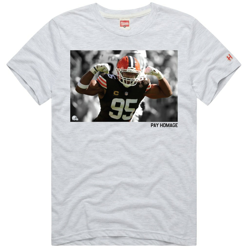 Myles Garrett Cleveland Browns Homage Unisex Player Graphic Tri-Blend T-Shirt - Ash cheap