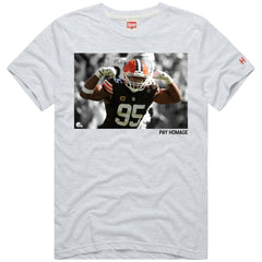 Myles Garrett Cleveland Browns Homage Unisex Player Graphic Tri-Blend T-Shirt - Ash cheap