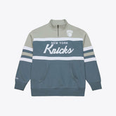 New York Knicks Thunderstorm Head Coach Quarter-Zip Jacket - Blue | Mitchell & Ness online