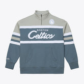 Boston Celtics Thunderstorm Head Coach Quarter-Zip Jacket - Blue | Mitchell & Ness for sale