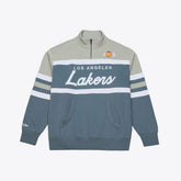Los Angeles Lakers Thunderstorm Head Coach Quarter-Zip Jacket - Blue | Mitchell & Ness on sale