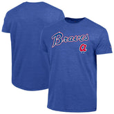 Atlanta Braves Champion Cooperstown Wordmark Lockup Tri-Blend T-Shirt - Royal