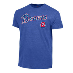 Atlanta Braves Champion Cooperstown Wordmark Lockup Tri-Blend T-Shirt - Royal