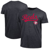 Cincinnati Reds Champion Cooperstown Wordmark Lockup Tri-Blend T-Shirt - Black