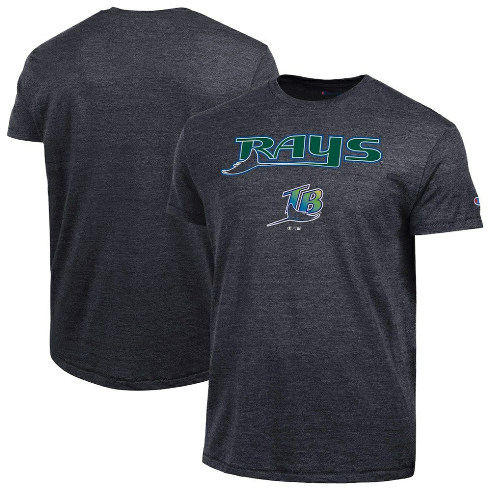 Tampa Bay Rays Champion Cooperstown Wordmark Lockup Tri-Blend T-Shirt - Black