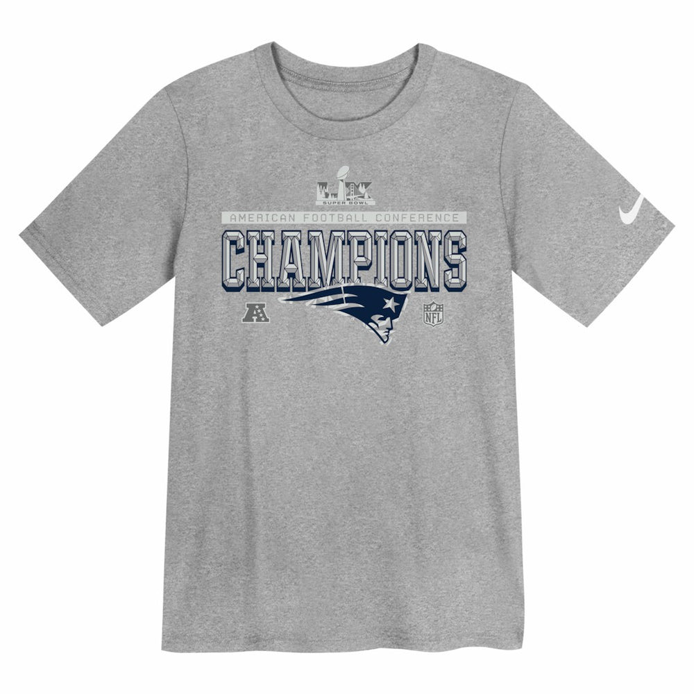 New England Patriots Preschool 2025 AFC Champions Locker Room Trophy Collection T-Shirt - Gray | Nike for sale