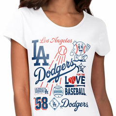 Los Angeles Dodgers G-III 4Her by Carl Banks Women's Endzone Collage T-Shirt - White