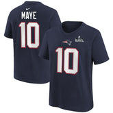 Drake Maye New England Patriots Youth Super Bowl LX Patch Name & Number T-Shirt - Navy | Nike discount