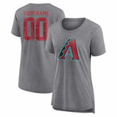 Arizona Diamondbacks Women's Heritage Personalized Any Name & Number Tri-Blend T-Shirt - Gray