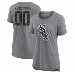 Chicago White Sox Women's Heritage Personalized Any Name & Number Tri-Blend T-Shirt - Gray