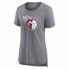 Cleveland Guardians Women's Heritage Personalized Any Name & Number Tri-Blend T-Shirt - Gray