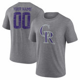 Colorado Rockies Heritage Personalized Any Name & Number Tri-Blend T-Shirt - Gray