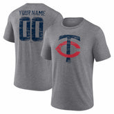 Minnesota Twins Heritage Personalized Any Name & Number Tri-Blend T-Shirt - Gray