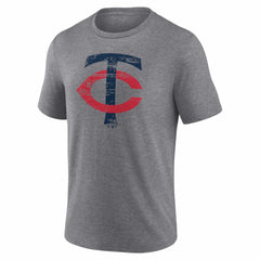 Minnesota Twins Heritage Personalized Any Name & Number Tri-Blend T-Shirt - Gray