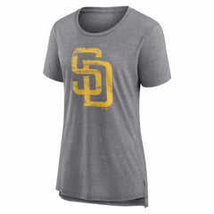 San Diego Padres Women's Heritage Personalized Any Name & Number Tri-Blend T-Shirt - Gray