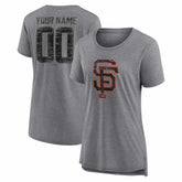 San Francisco Giants Women's Heritage Personalized Any Name & Number Tri-Blend T-Shirt - Gray