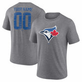 Toronto Blue Jays Heritage Personalized Any Name & Number Tri-Blend T-Shirt - Gray