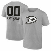 Anaheim Ducks Big & Tall Personalized Name & Number Monochrome T-Shirt Gray