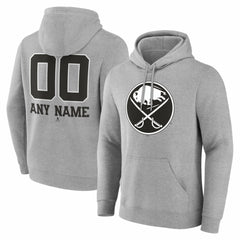 Buffalo Sabres Big & Tall Personalized Name & Number Monochrome Pullover Hoodie Gray