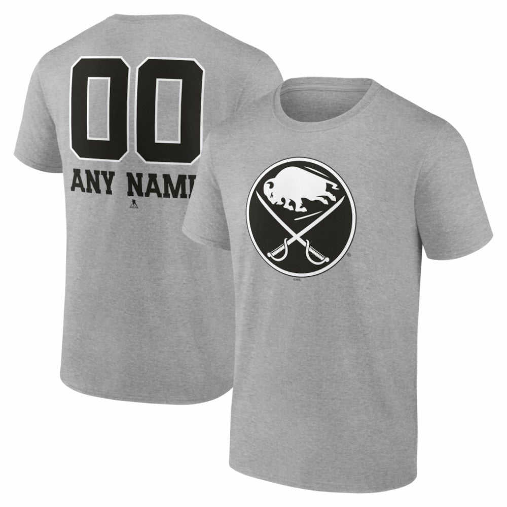 Buffalo Sabres Big & Tall Personalized Name & Number Monochrome T-Shirt Gray