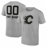 Calgary Flames Big & Tall Personalized Name & Number Monochrome T-Shirt Gray