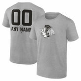 Chicago Blackhawks Big & Tall Personalized Name & Number Monochrome T-Shirt Gray