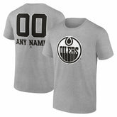Edmonton Oilers Big & Tall Personalized Name & Number Monochrome T-Shirt Gray
