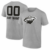 Minnesota Wild Big & Tall Personalized Name & Number Monochrome T-Shirt Gray