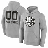 New York Islanders Big & Tall Personalized Name & Number Monochrome Pullover Hoodie Gray