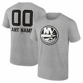 New York Islanders Big & Tall Personalized Name & Number Monochrome T-Shirt Gray