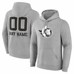 Ottawa Senators Big & Tall Personalized Name & Number Monochrome Pullover Hoodie Gray
