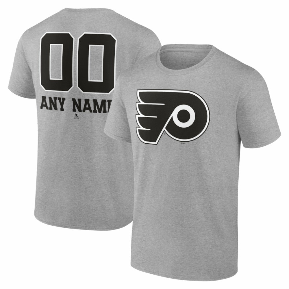 Philadelphia Flyers Big & Tall Personalized Name & Number Monochrome T-Shirt Gray