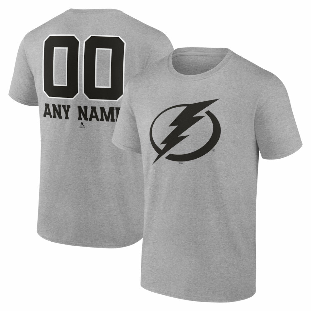 Tampa Bay Lightning Big & Tall Personalized Name & Number Monochrome T-Shirt Gray